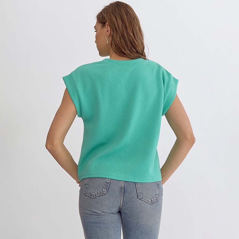 Pocket Basket Weave Textured Top