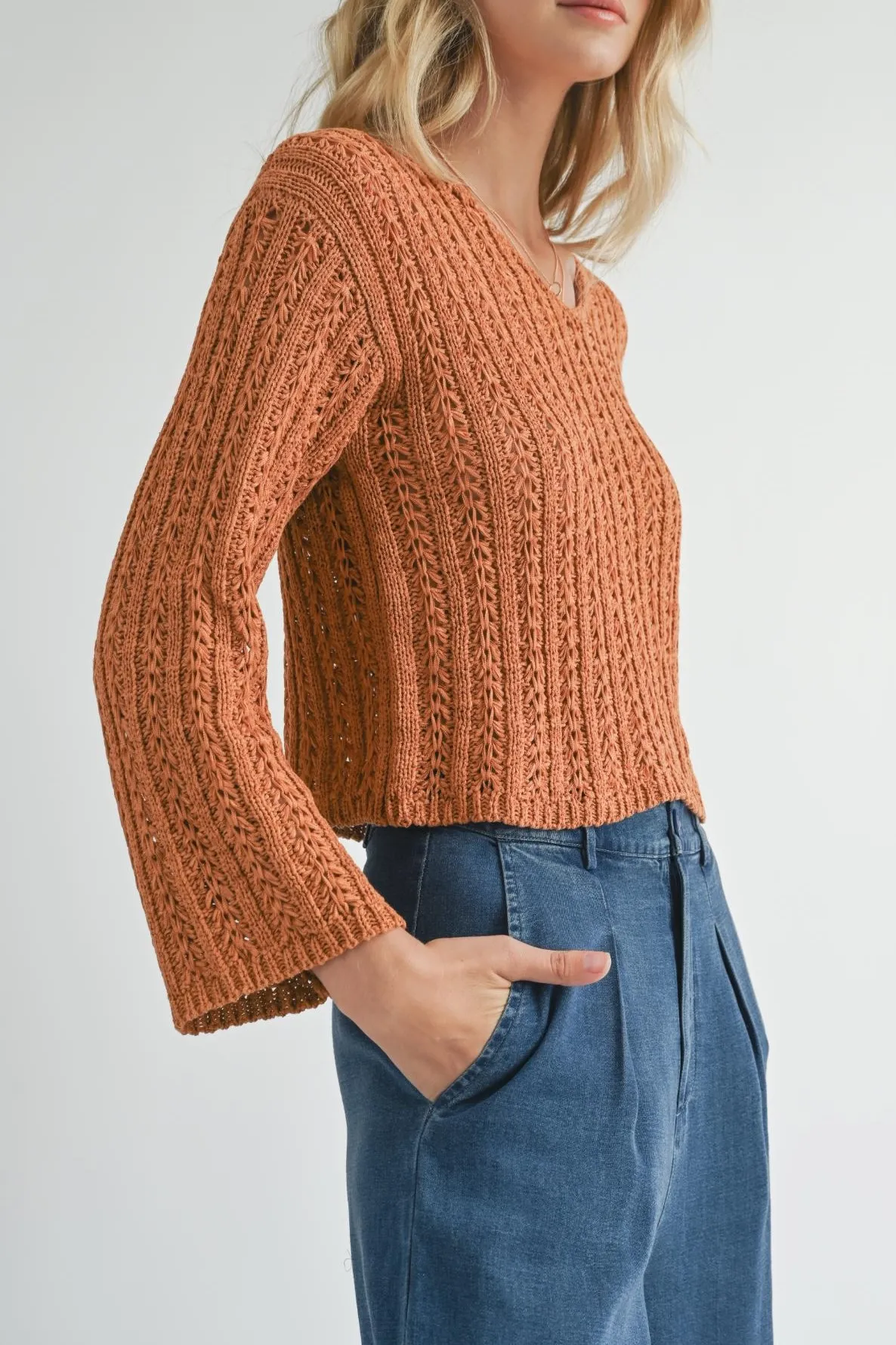 POINTELLE KNIT SWEATER