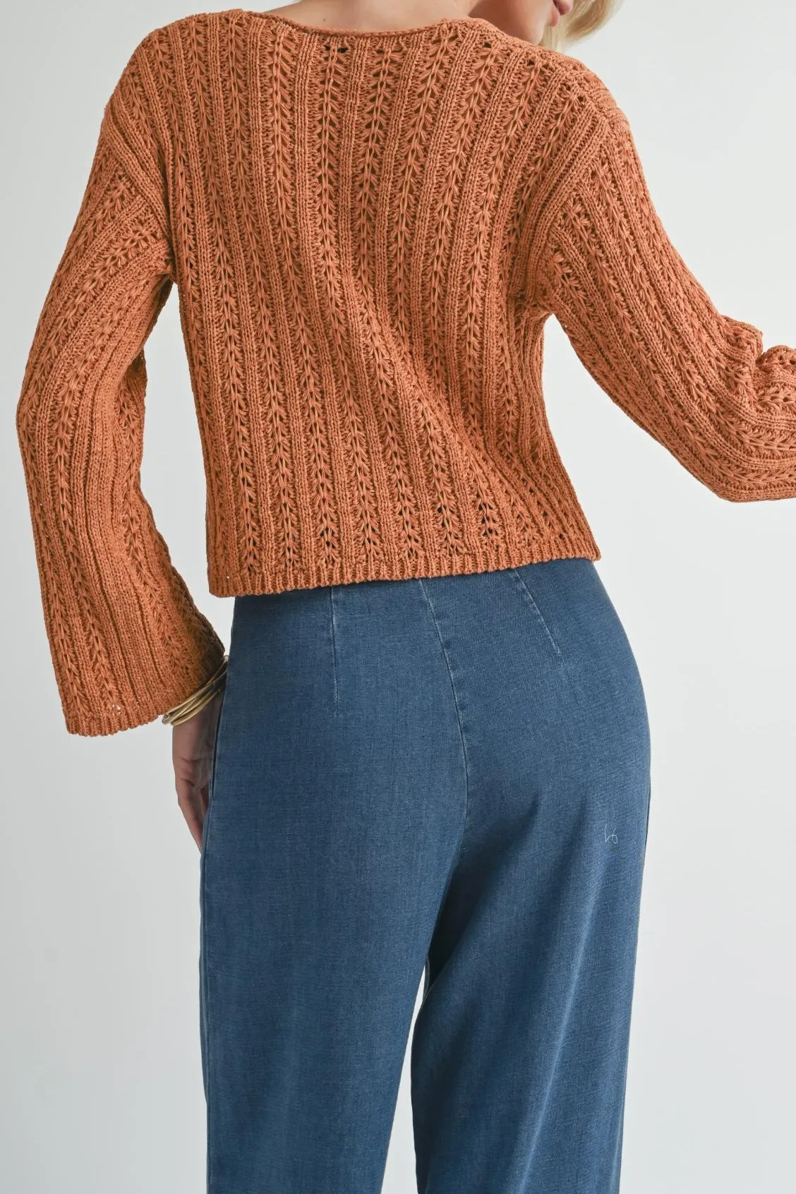 POINTELLE KNIT SWEATER