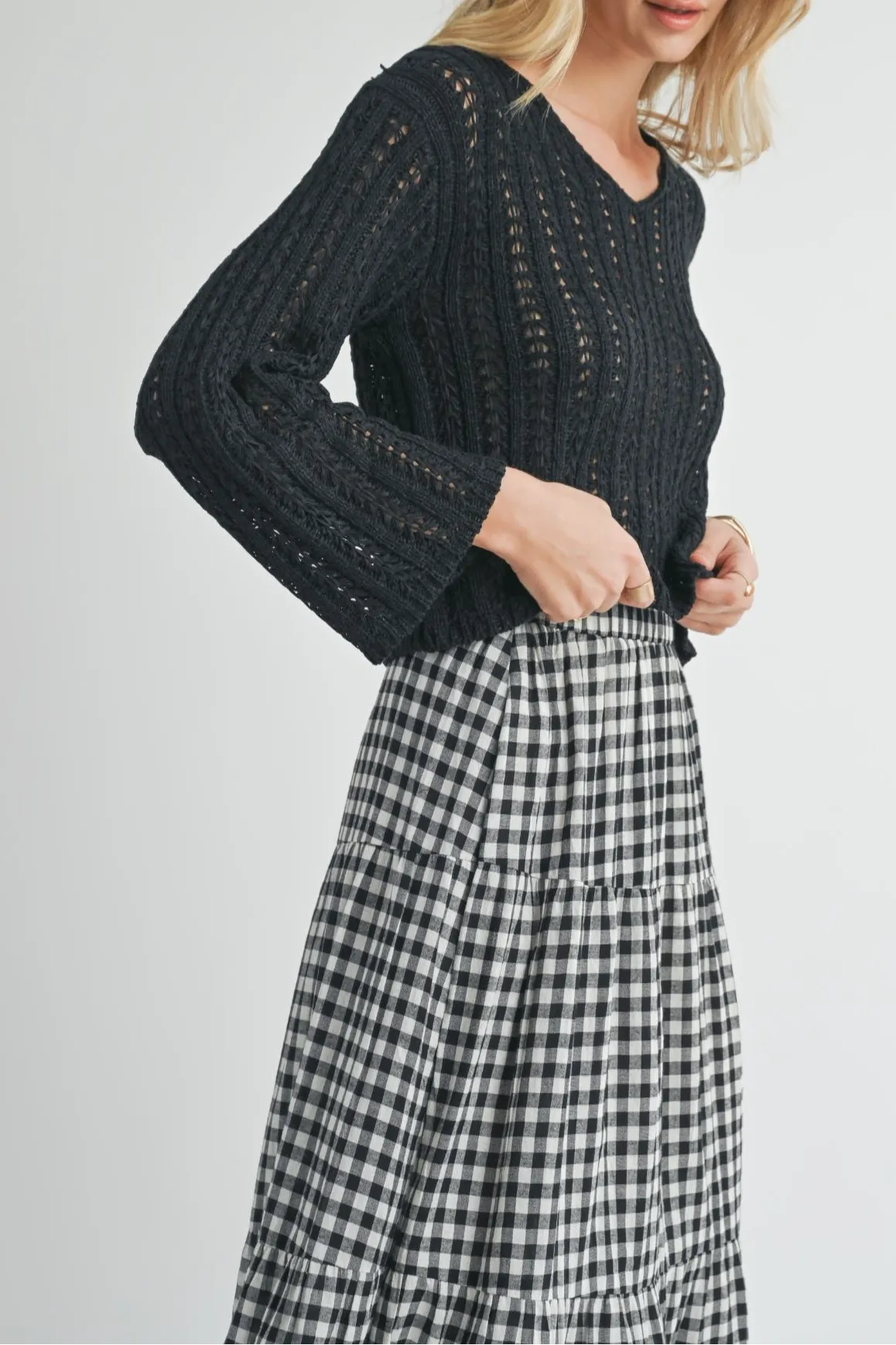 POINTELLE KNIT SWEATER