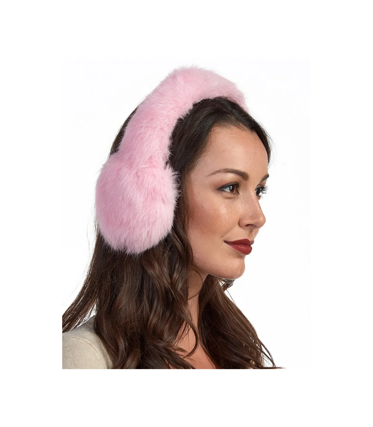 Rabbit Full Fur Earmuffs in Pink: FurHatWorld.com