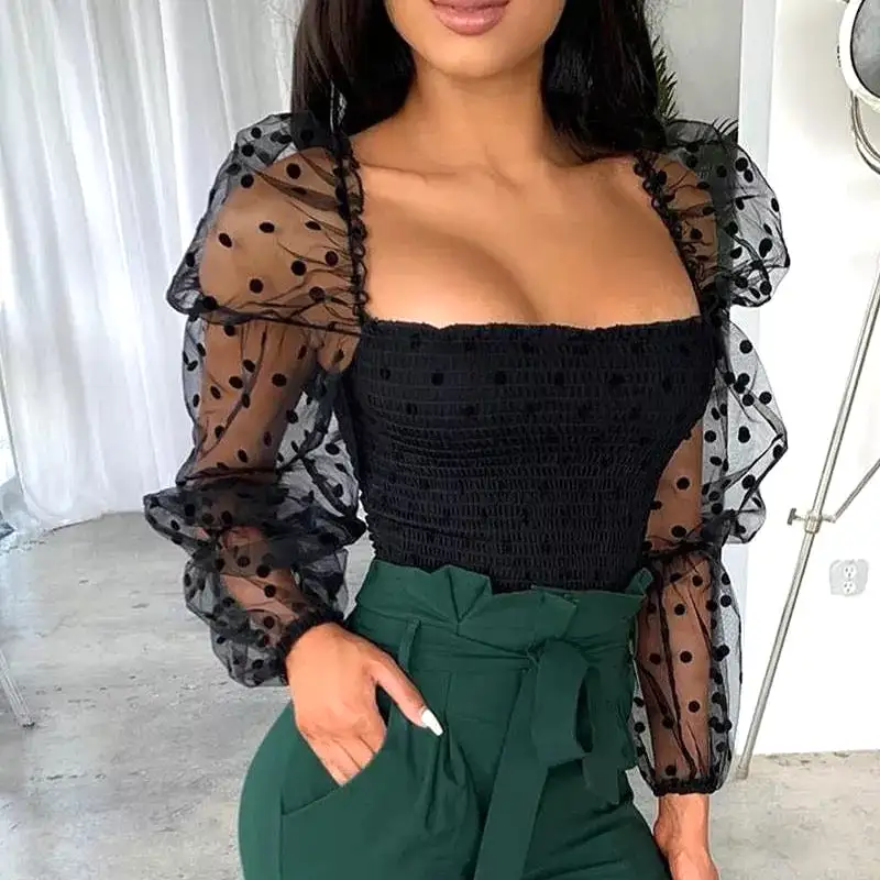 Sexy Mesh See-throughout  Blouse