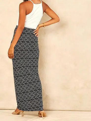 Signage Printed - Pencil Maxi Skirt