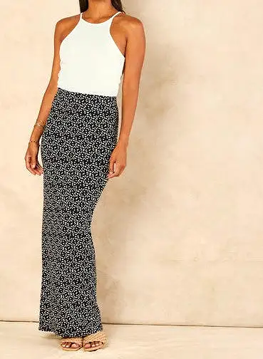 Signage Printed - Pencil Maxi Skirt