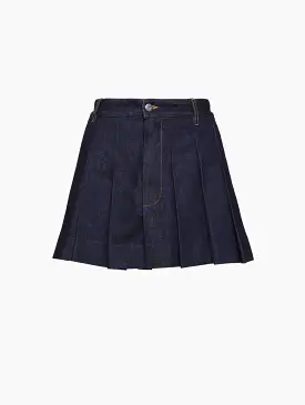 Soft Denim Pleated Skirt