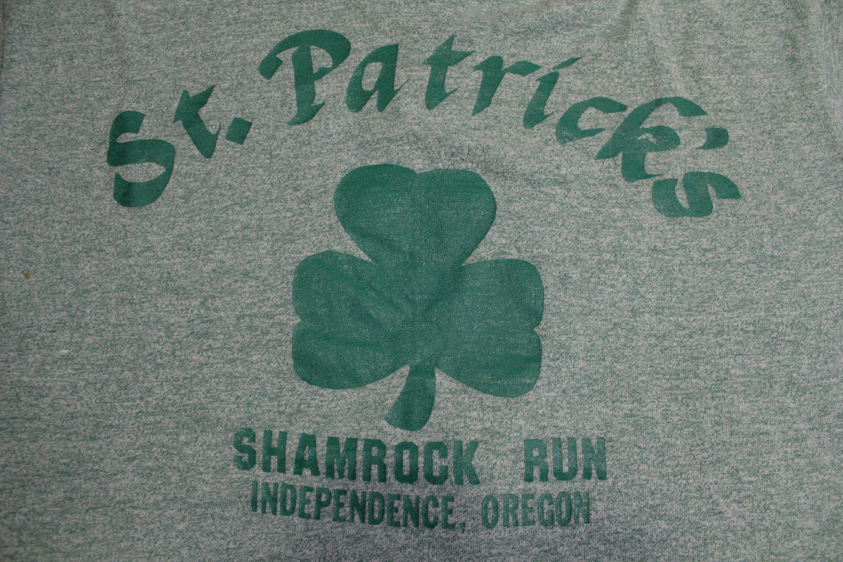 St. Patrick's Shamrock Run Independence Oregon Vintage 80's Ringer Marathon T-Shirt