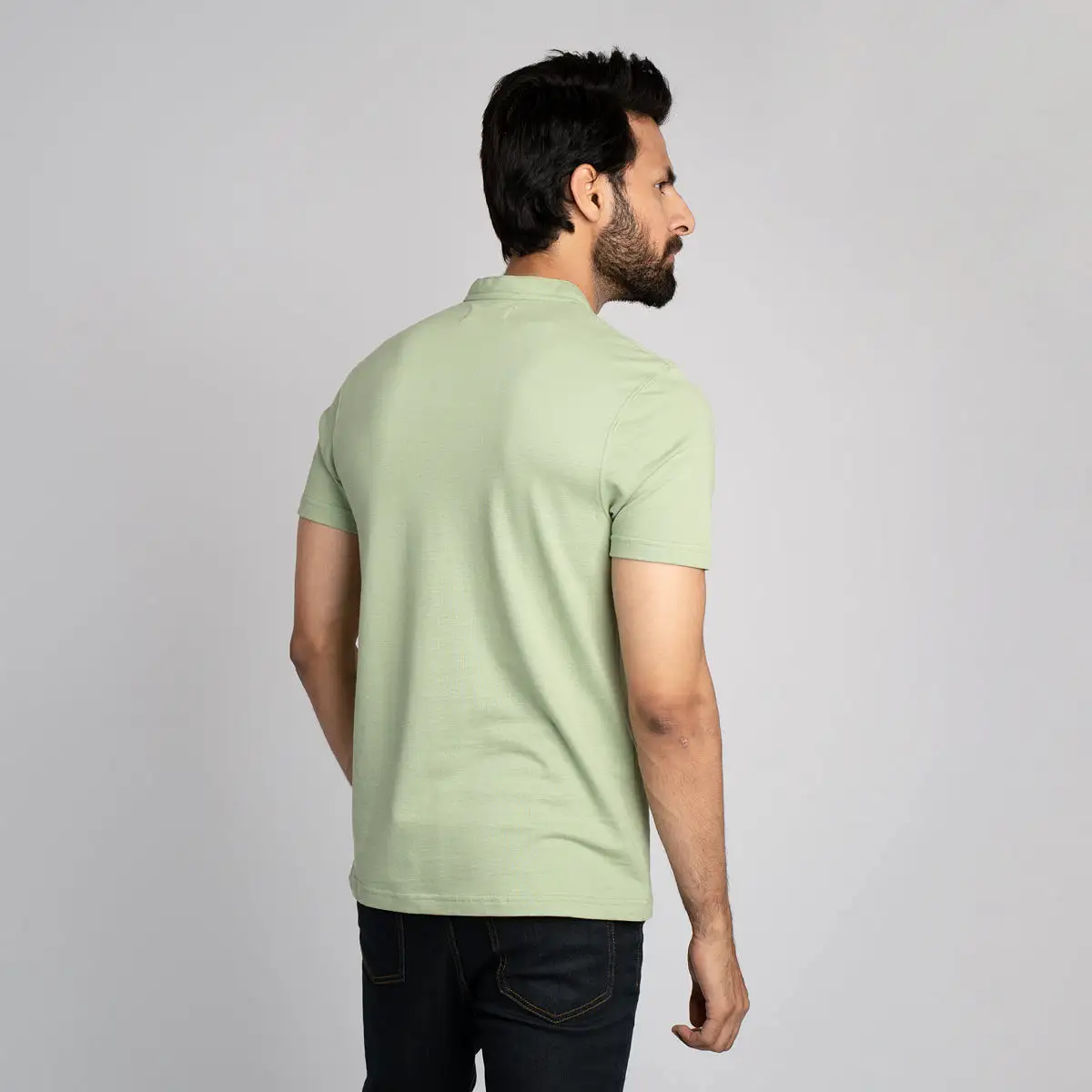 Stand Up Collar Half Sleeve Henley - HSSM1230008