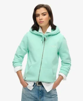 Superdry Women's Essential Logo Zip Hoodie Green / Beach Glass Green - Size: 10