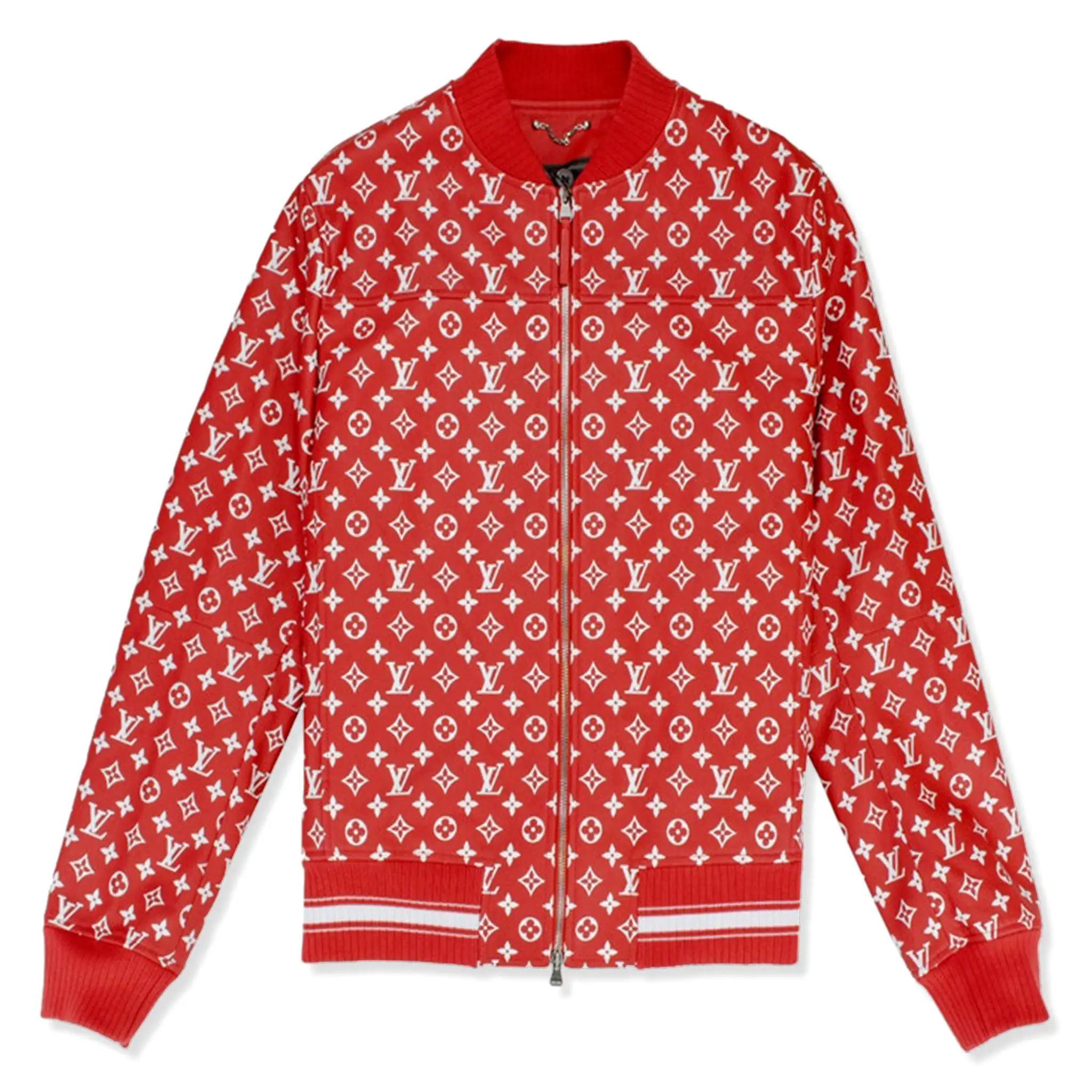 Supreme x Louis Vuitton Leather Blouson Red Monogram Jacket