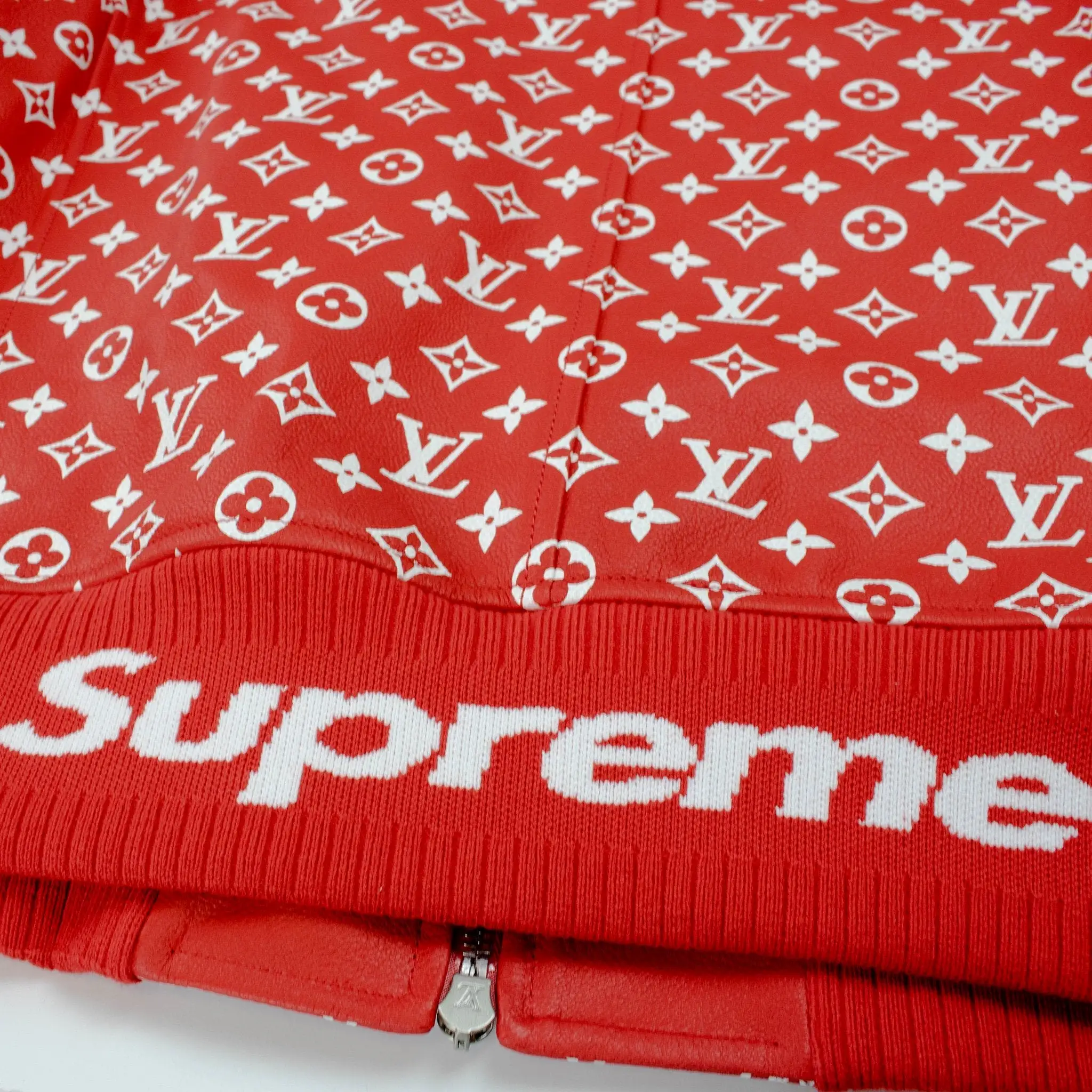 Supreme x Louis Vuitton Leather Blouson Red Monogram Jacket