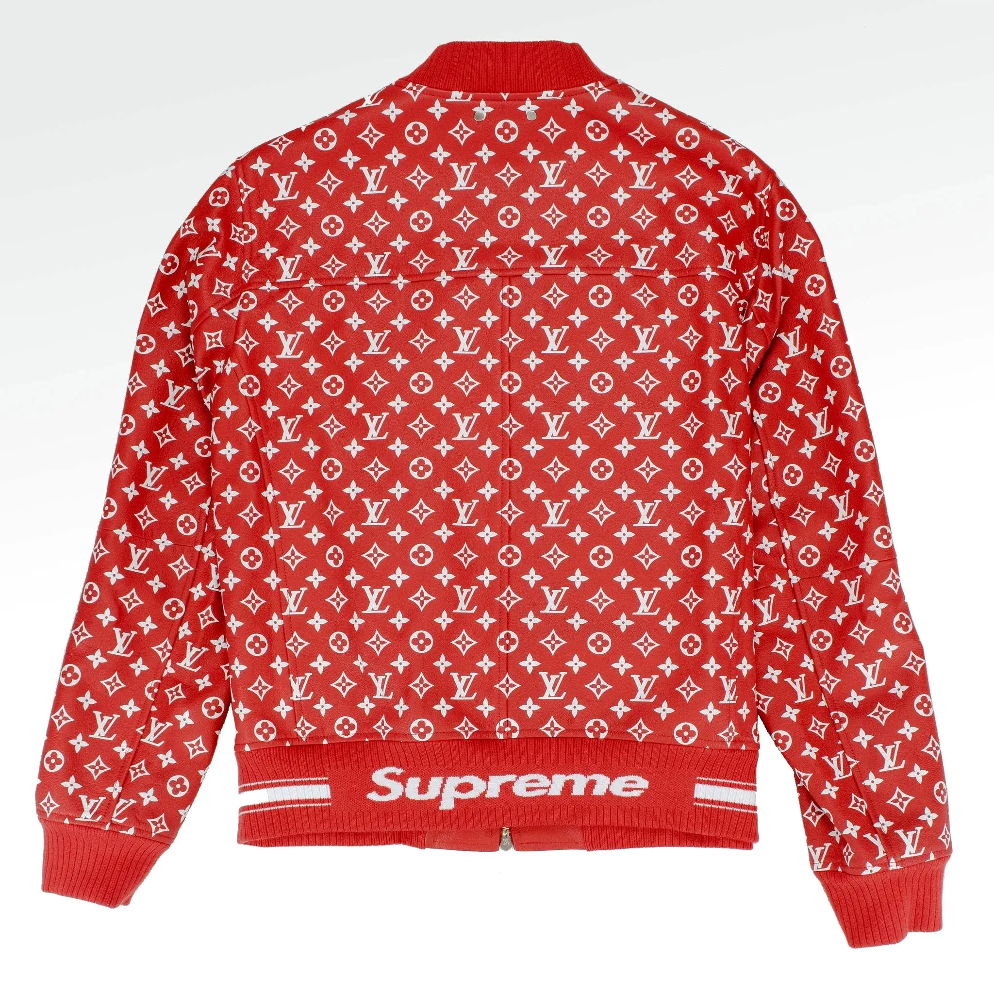 Supreme x Louis Vuitton Leather Blouson Red Monogram Jacket