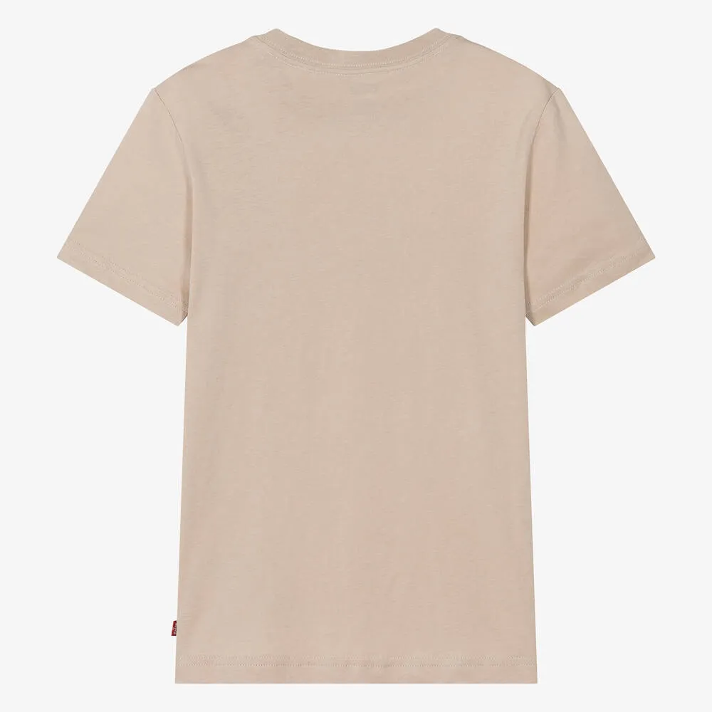 Teen Boys Beige Organic Cotton T-Shirt