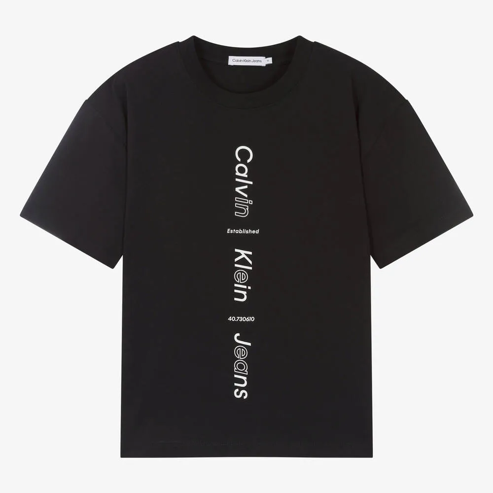 Teen Boys Black Cotton T-Shirt