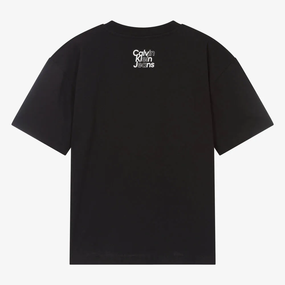 Teen Boys Black Cotton T-Shirt