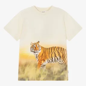 Teen Boys Ivory Cotton Tiger T-Shirt