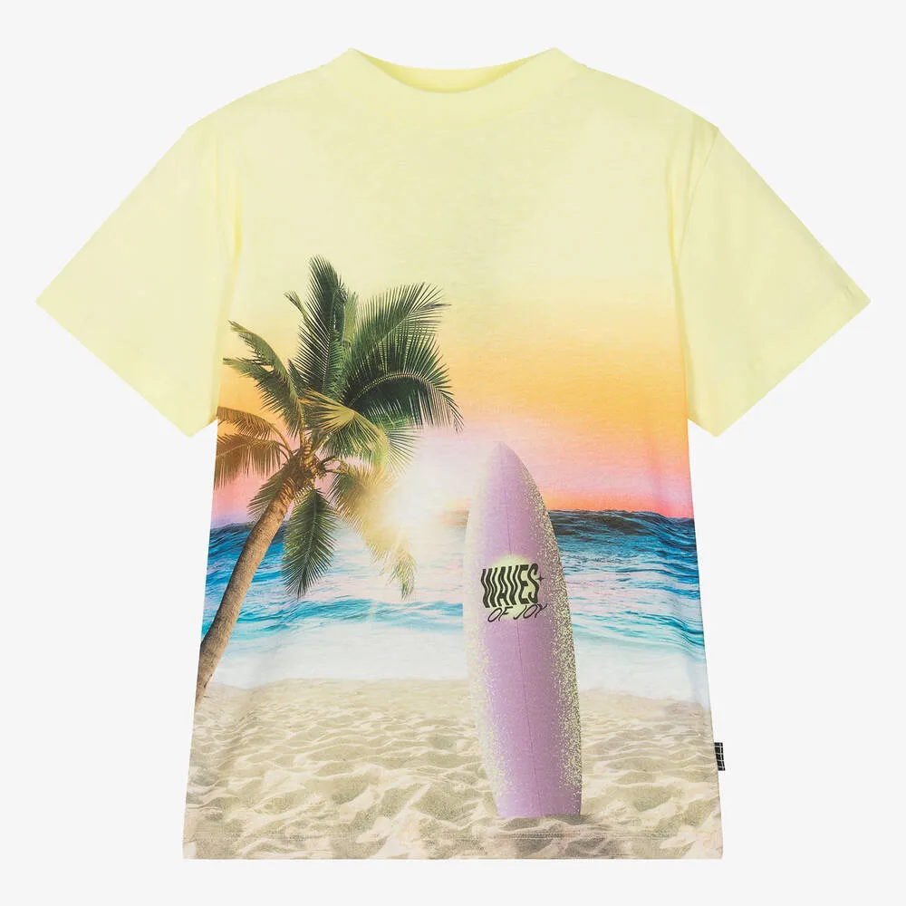 Teen Boys Yellow Cotton Surf T-Shirt