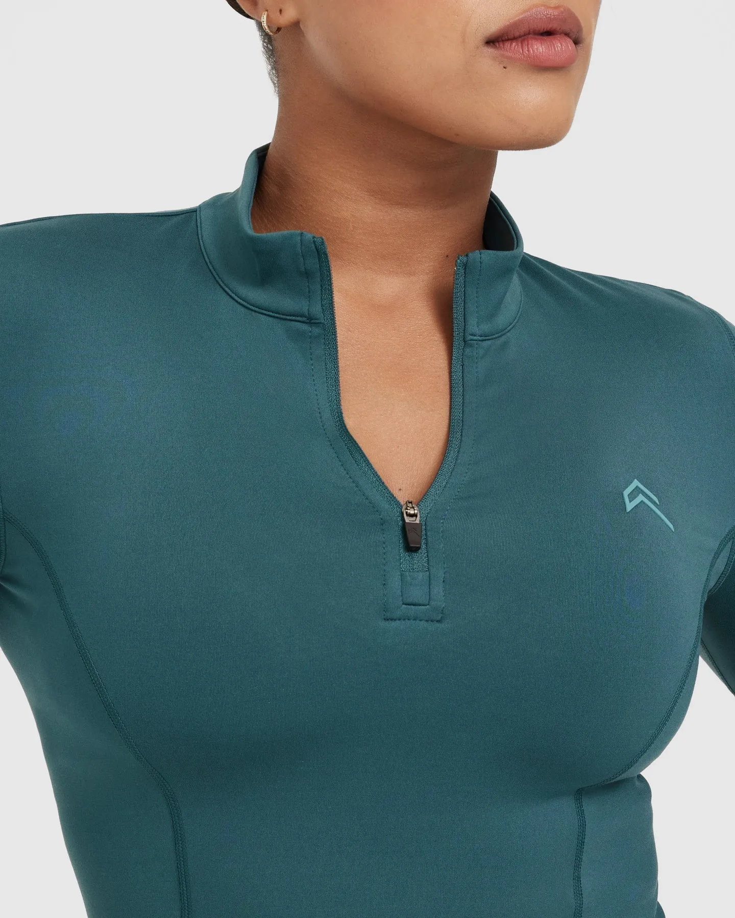 Timeless Half Zip Mid Long Sleeve Top | Marine Teal