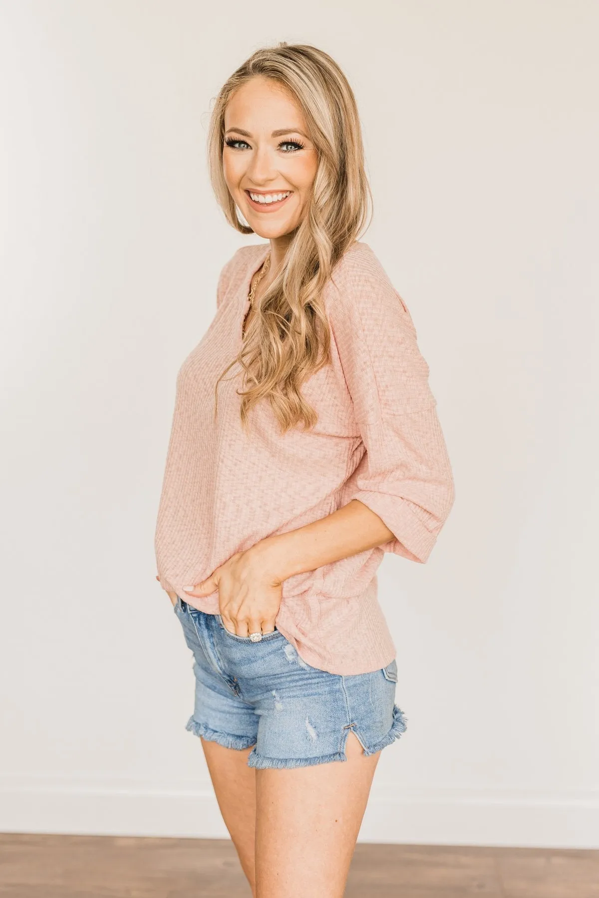 Truly Myself Knit Half Sleeve Top- Dusty Pink