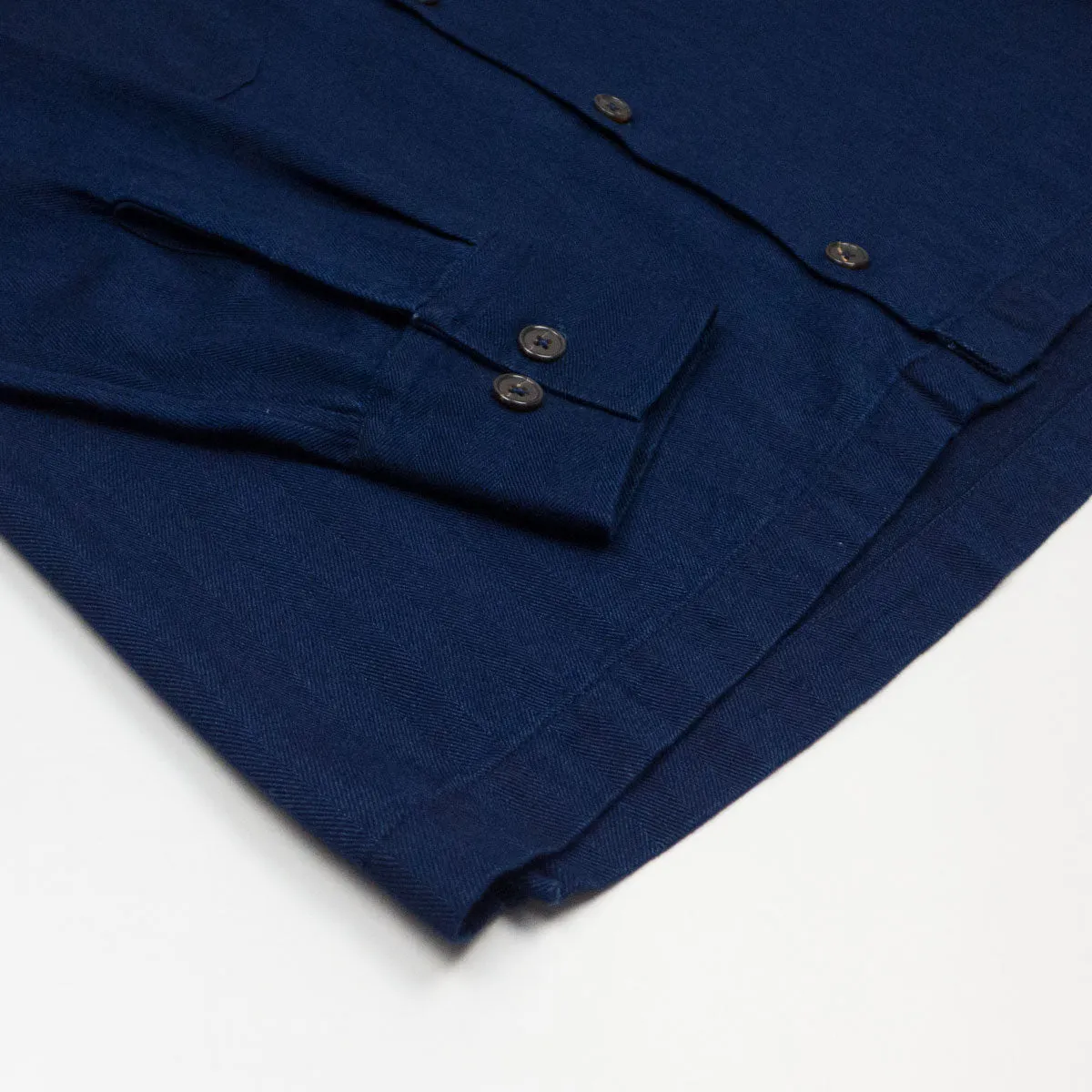 Universal Works - L/S Utility Shirt Herringbone Denim - Indigo