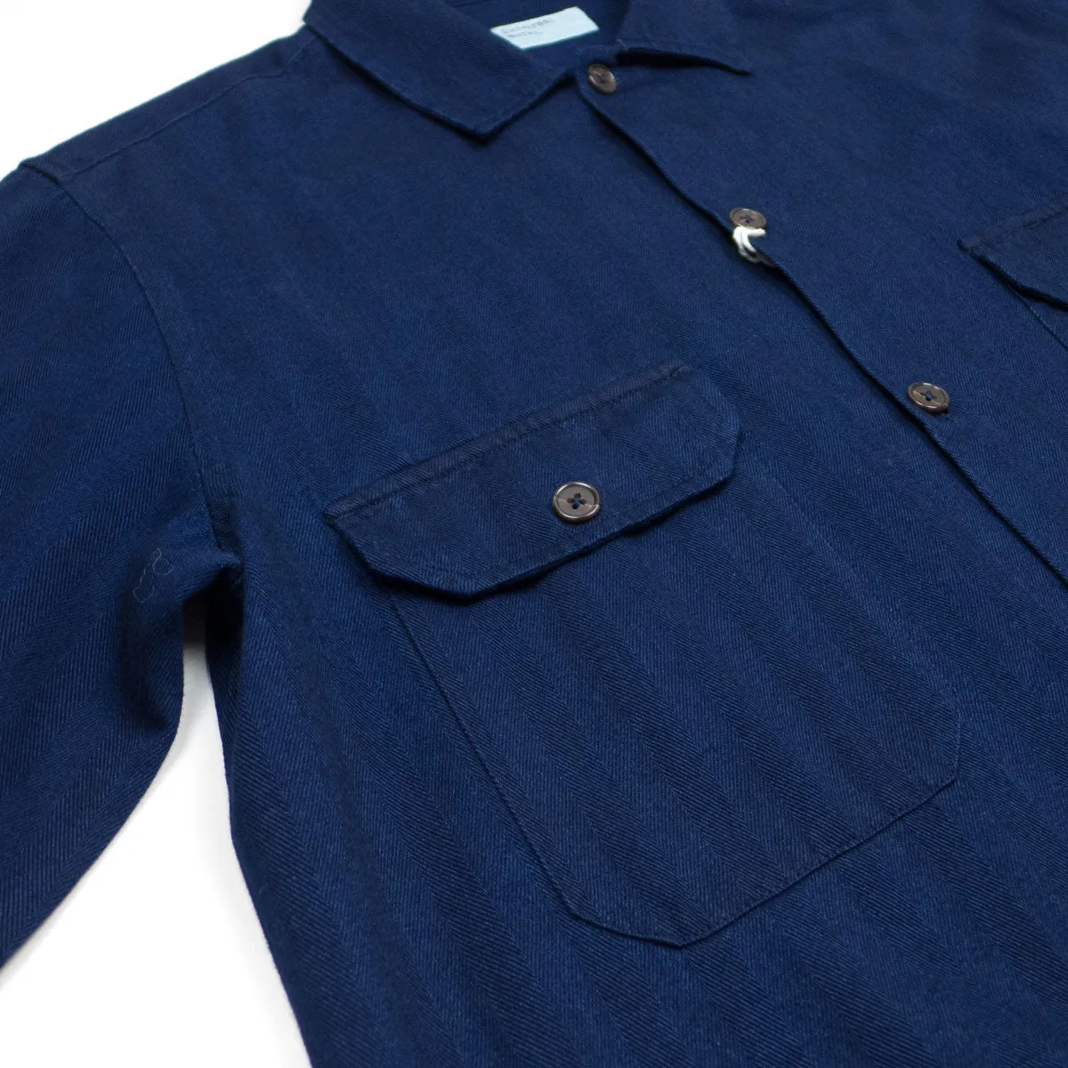 Universal Works - L/S Utility Shirt Herringbone Denim - Indigo