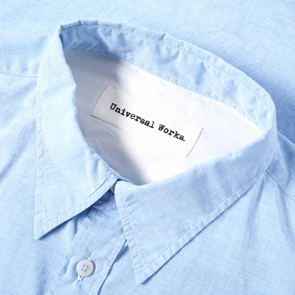 Universal Works Point Collar ShirtBlue Plain Weave Cotton