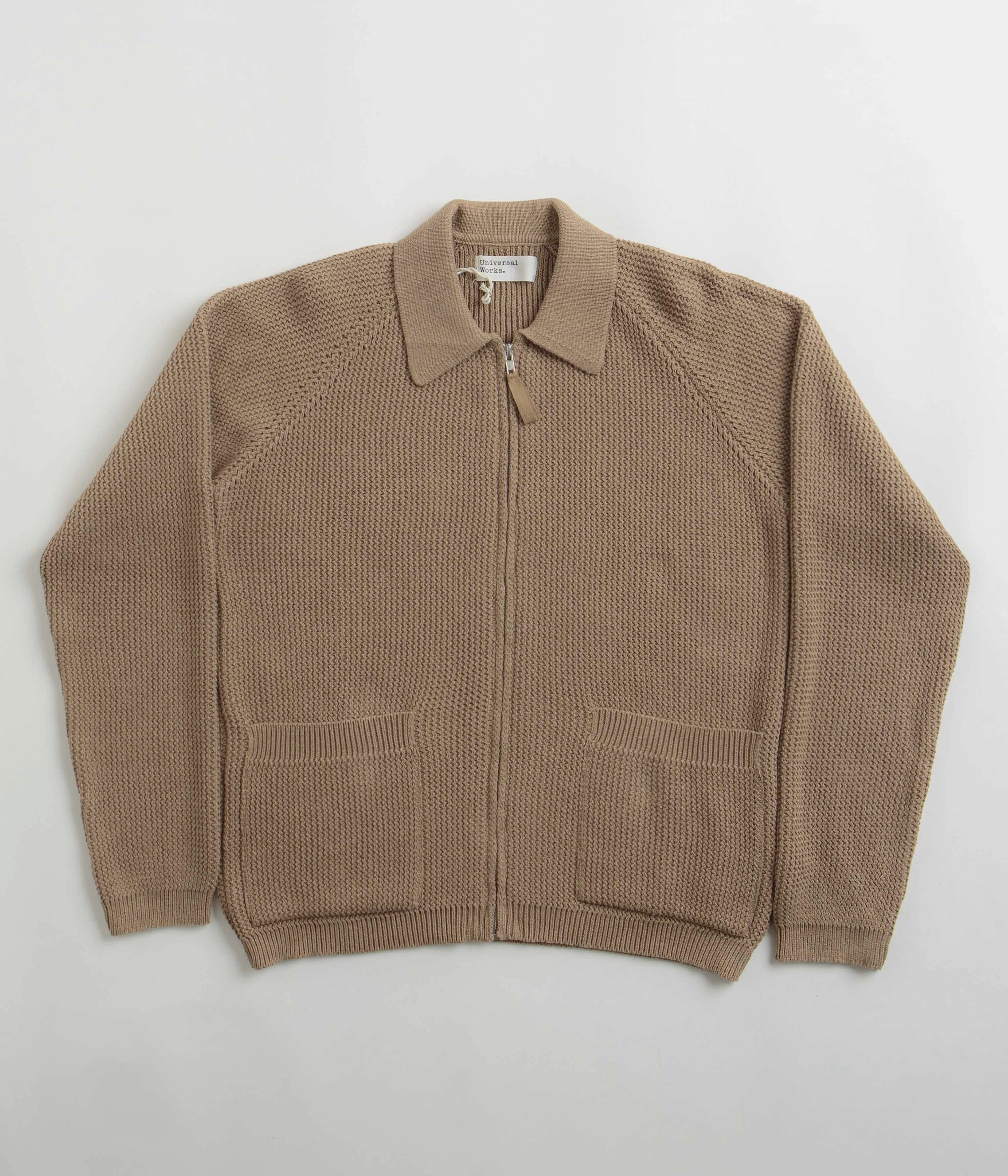 Universal Works Rack Stitch Zip Up Knit Sweatshirt - Summer Oak