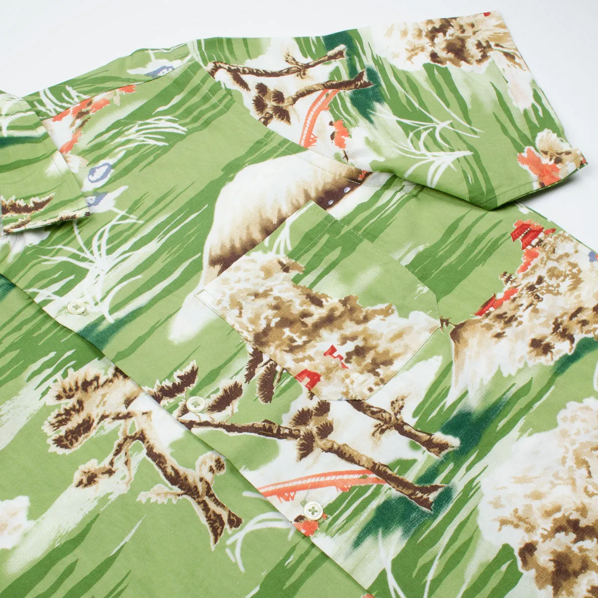 Universal Works - Road Shirt - Fuji Summer Print - Green