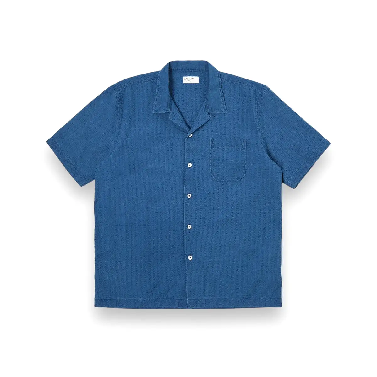 Universal Works Road Shirt Indigo Seersucker 30656 washed indigo