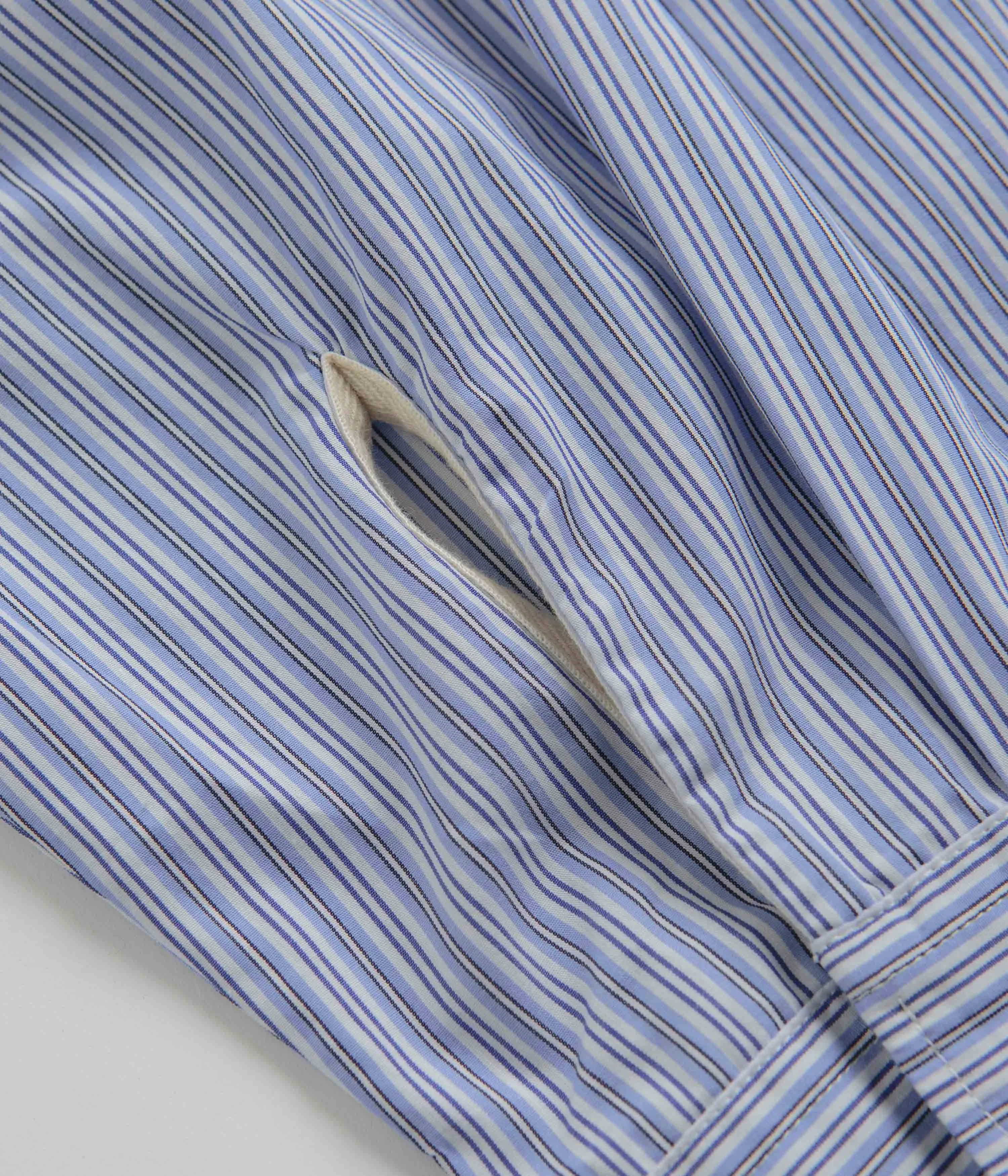 Universal Works Square Pocket Shirt - Blue / Navy Stripe