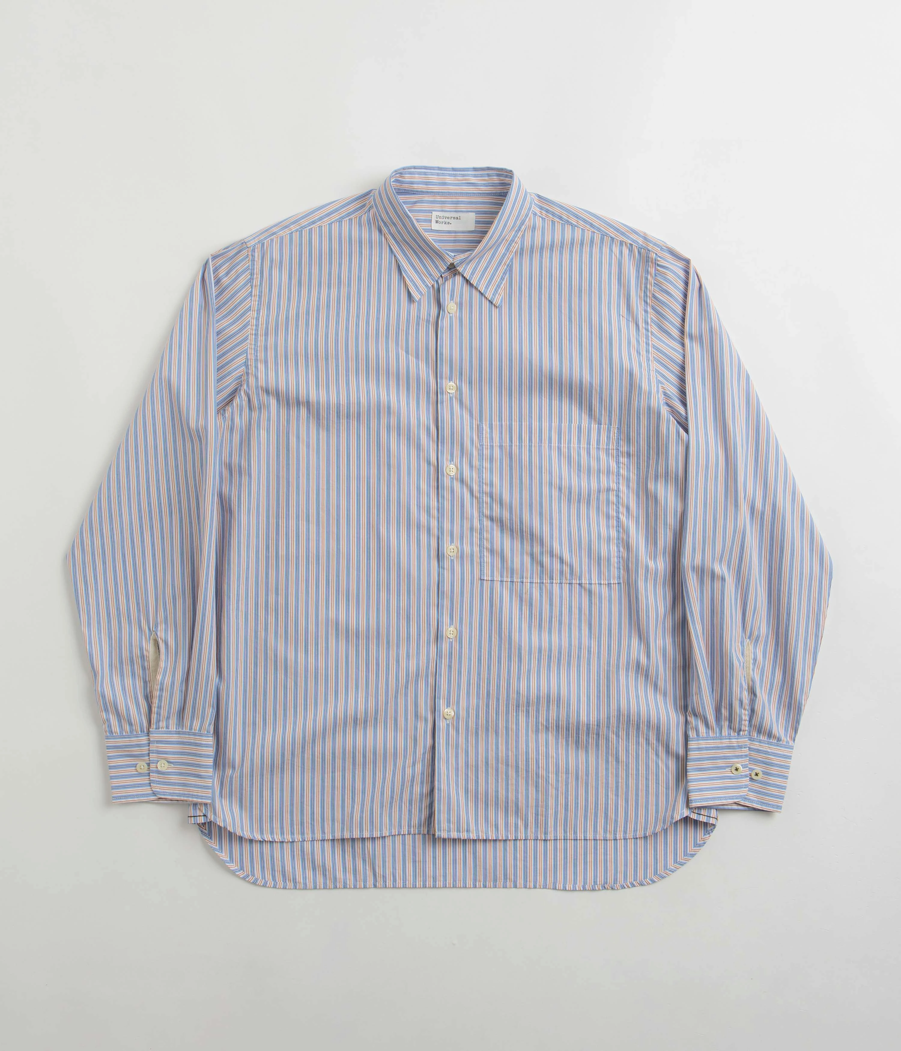 Universal Works Square Pocket Shirt - Blue / Orange Stripe