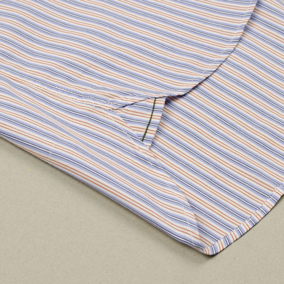 Universal Works - Square Pocket Shirt Busy Stripe Cotton - Blue/Orange Stripe