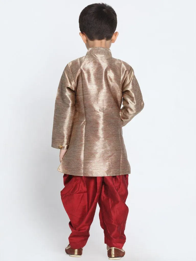 Vastramay Boys' Gold Cotton Blend Sherwani