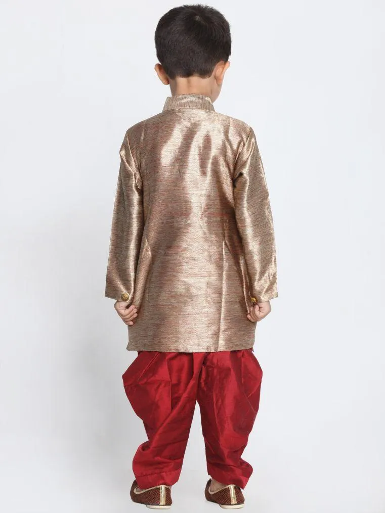 Vastramay Boys' Gold Cotton Blend Sherwani