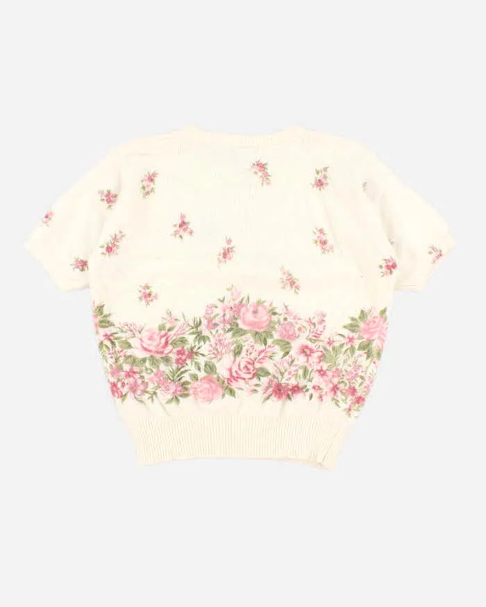 Vintage 90s Sostanza Floral Knit Tee - L