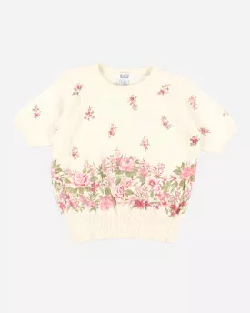 Vintage 90s Sostanza Floral Knit Tee - L