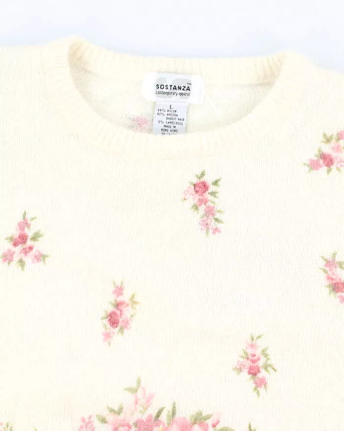 Vintage 90s Sostanza Floral Knit Tee - L