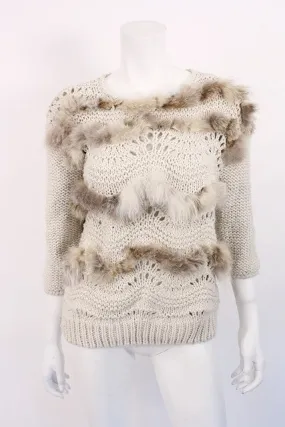 Vintage Handknit Sweater w/Fur