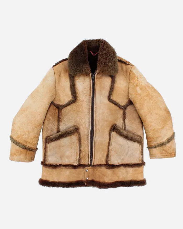 Vintage Men's Brown Shearling Jacket - L