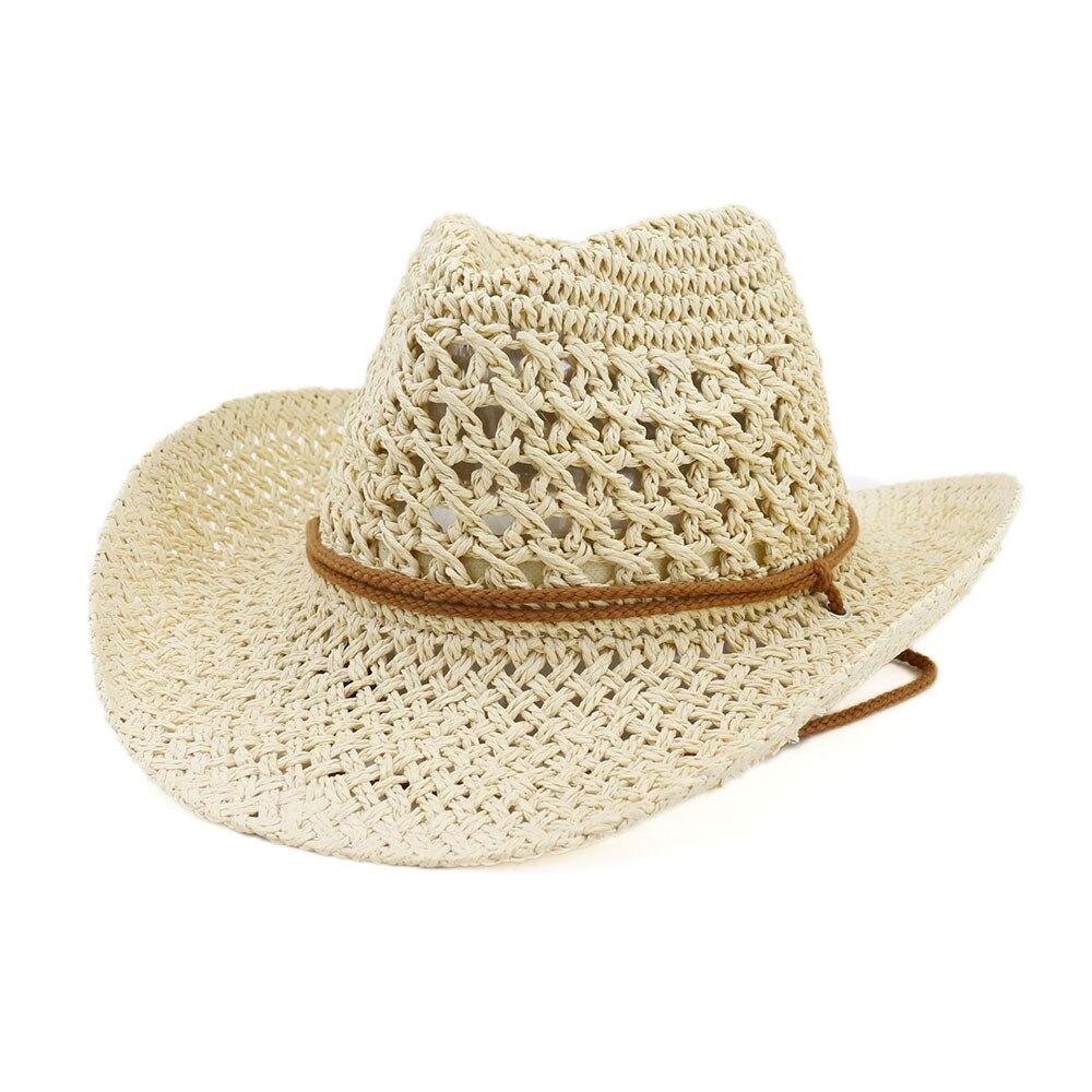 Western Cowboy Handmade Straw Hat Top Hat Women's Outdoor Beach Hat Sun Visor Sun Protection