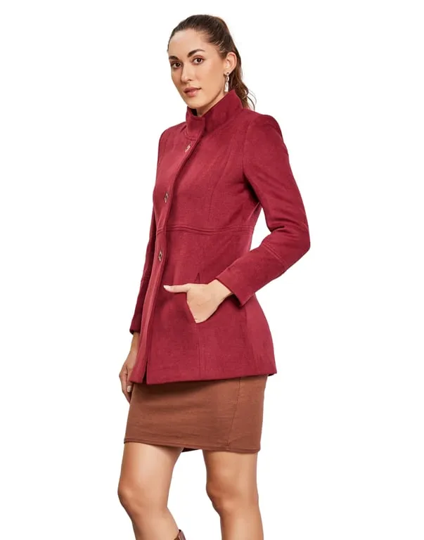 Women Coat Wine Color