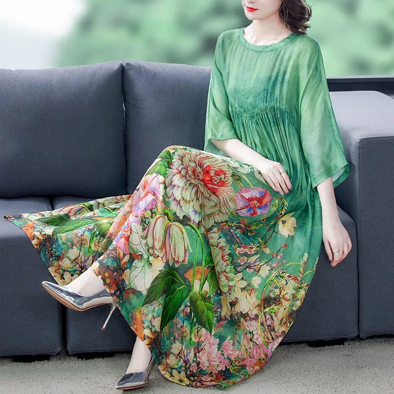 Women Dress Big Size Printed Muslim Ladies Swing