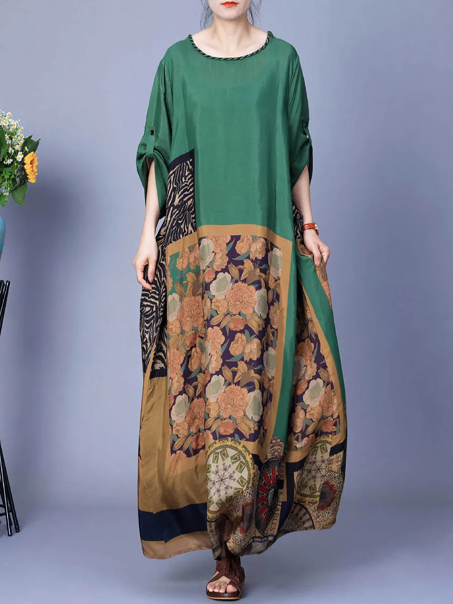 Women Spring Spliced Vintage Maxi Dress CO1026