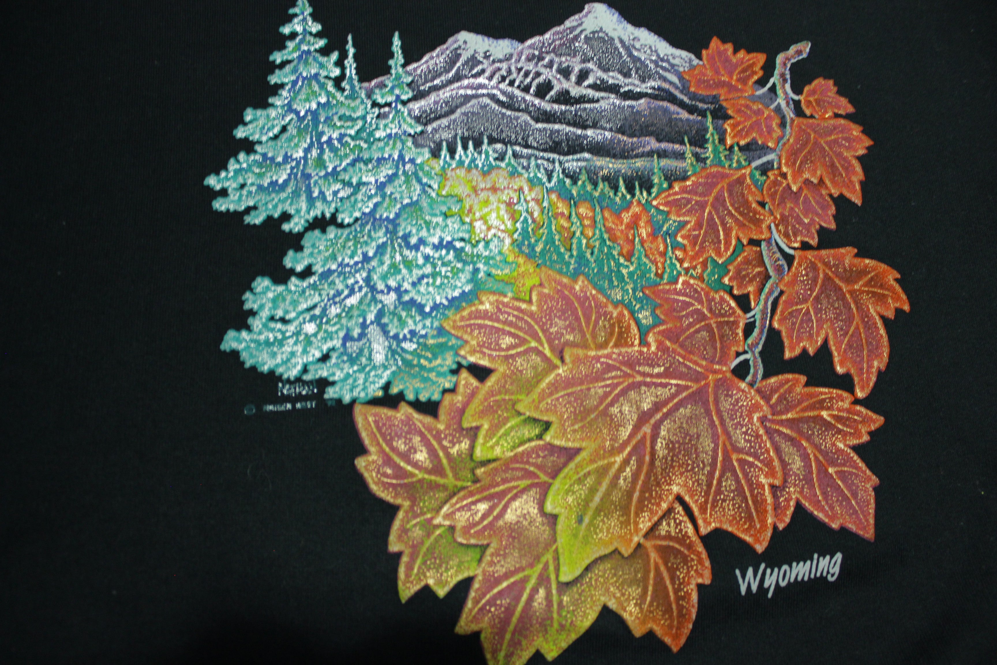 Wyoming Fall Leaves Nathan Maiden West 1992 Vintage 90's Tourist Crewneck Sweatshirt