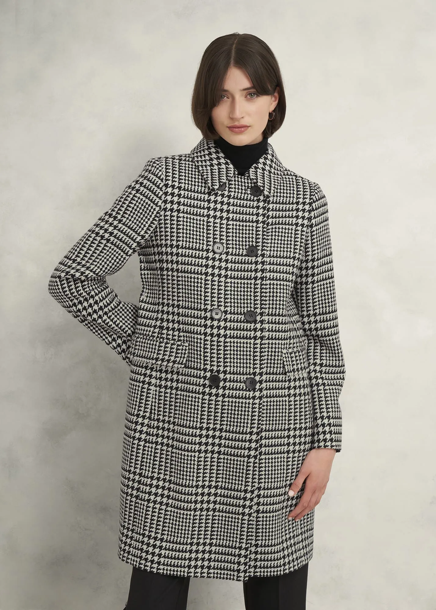 Yvette Wool Blend Check Coat 