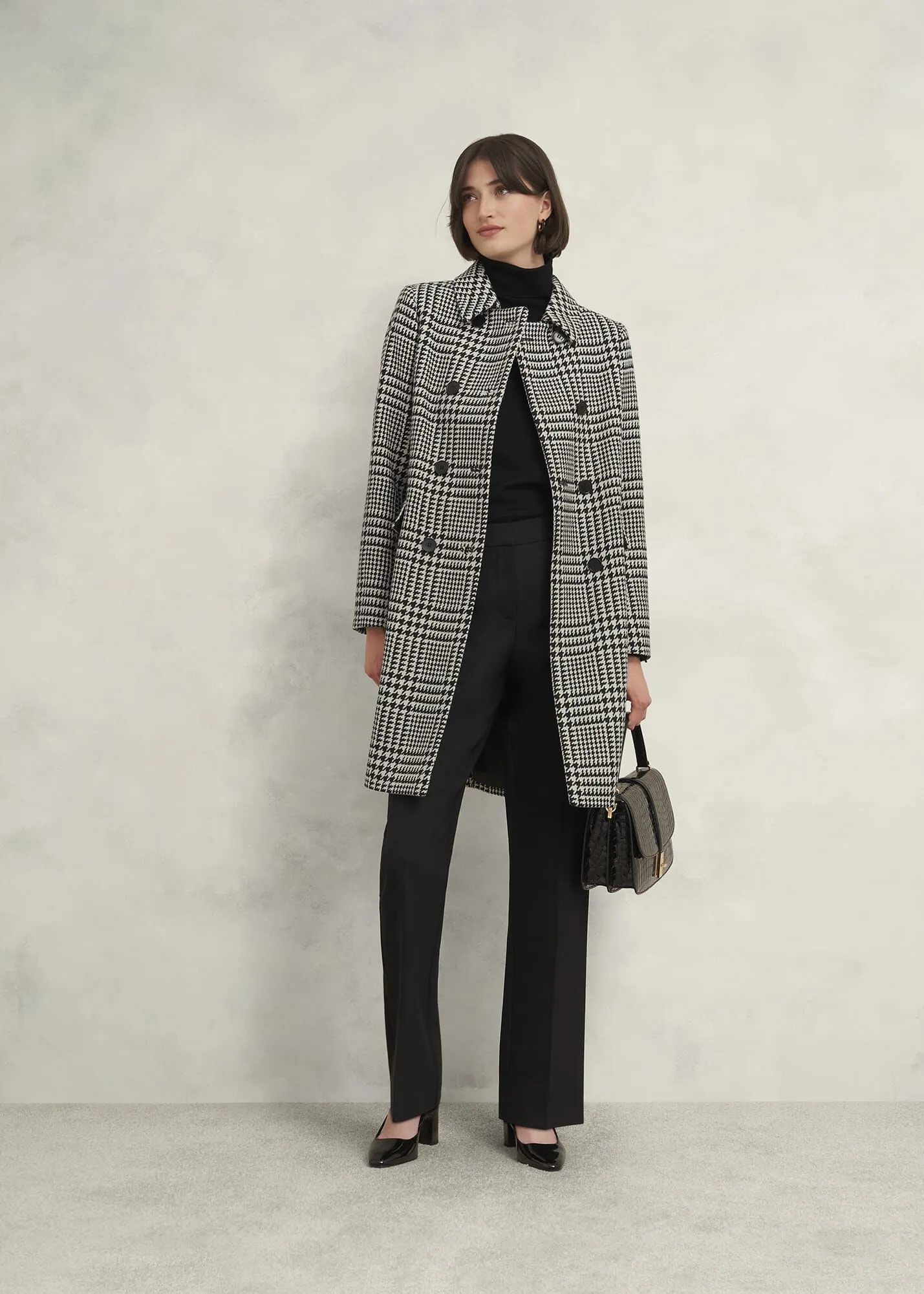 Yvette Wool Blend Check Coat 